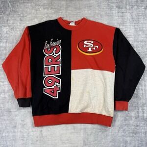 San Francisco 49ers Sweatshirt Mens Large Red Vtg 90s Salem Crewneck Colorblock